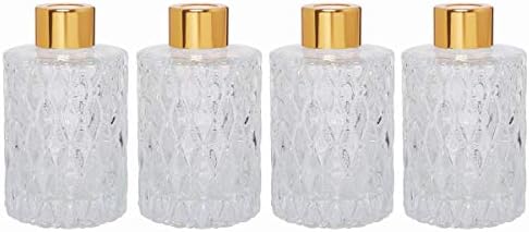 Hosley Set of 4 Mid Century Modern Glass Diffuser Bottles Gold 4 Inch High