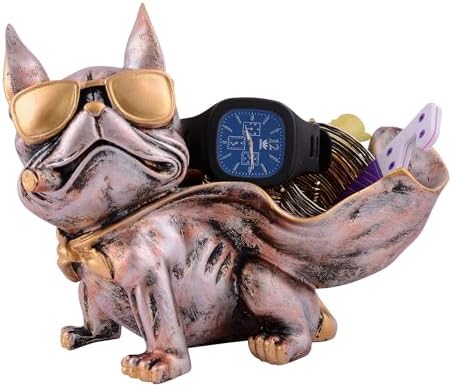 Cool Dog Sculpture Statue with Plate for Home Decor