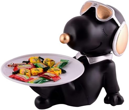Cute Black Resin Dog Sculpture for Home Decor