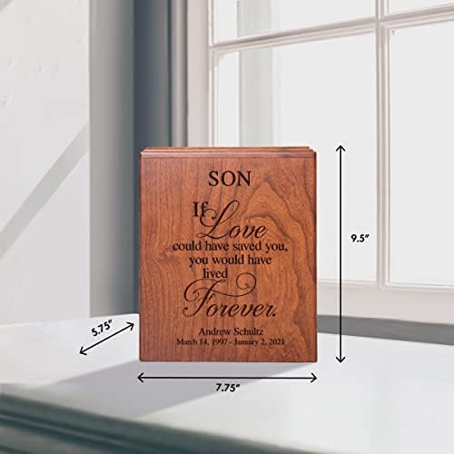 Personalized Cherry Wood Urn for Adult Male Cremation