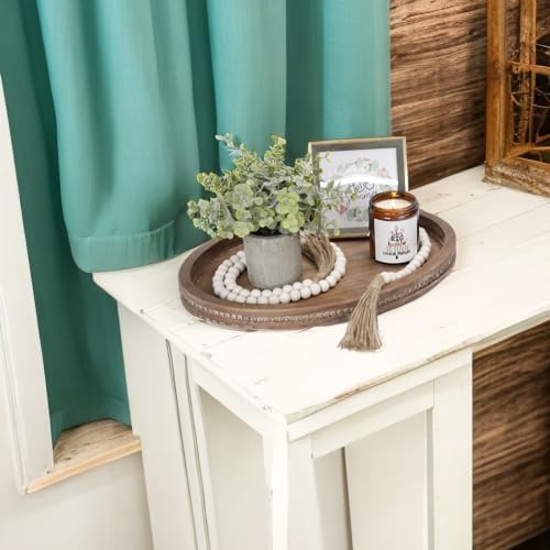 Oval Decorative Tray with Wood Bead Garland - 16x118in