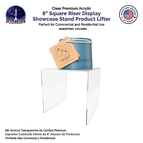 Acrylic Display Riser Stand 8 Inch Clear Square