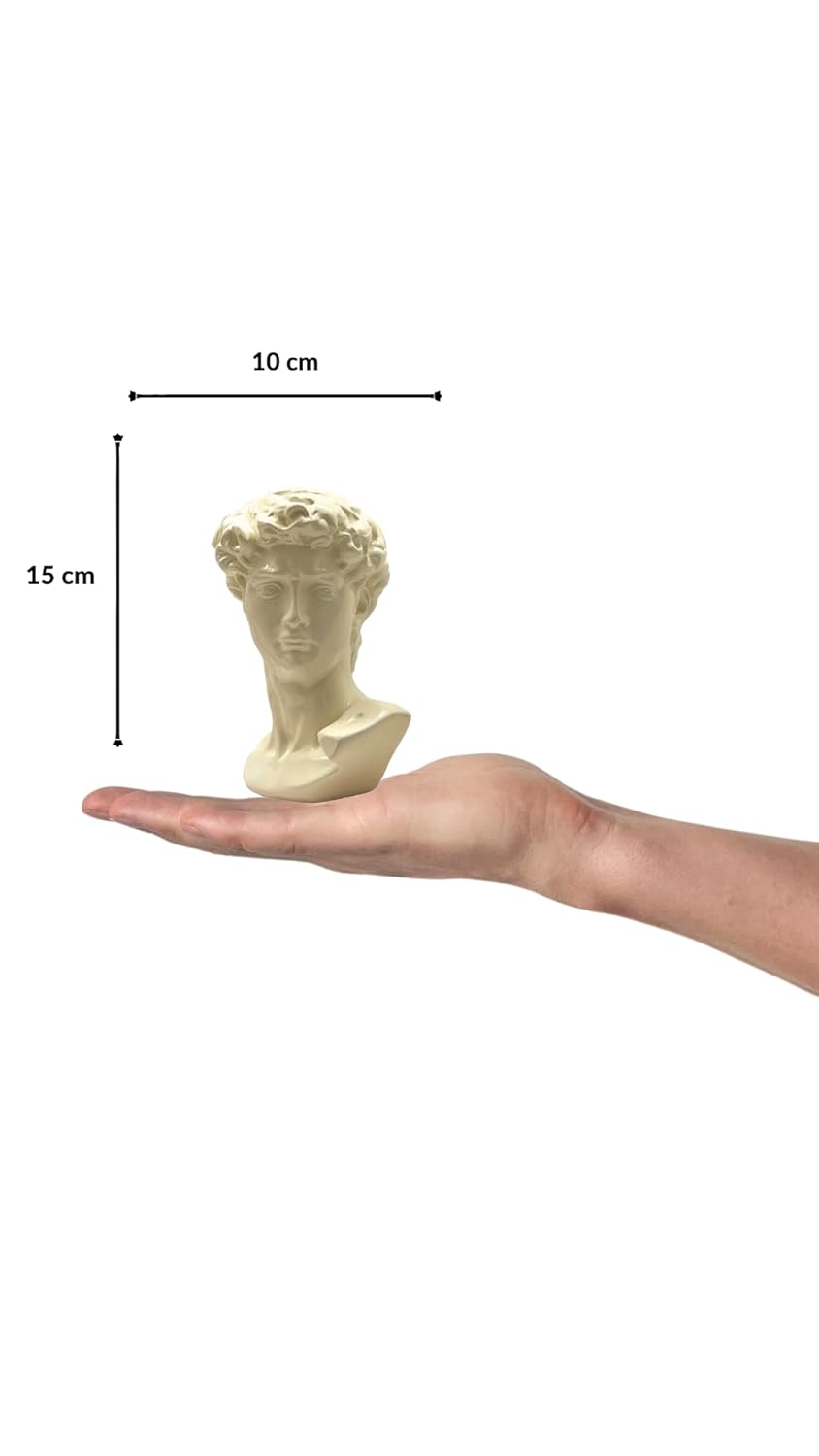 Bust Head of David Sculpture Handmade Ceramic Art 15cm Minimalist Home Decor