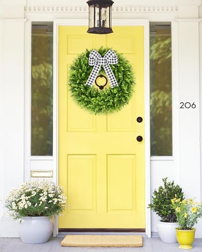 Vlorart 20-Inch Boxwood Wreath Artificial Front Door Decor