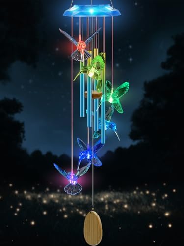 Hummingbird Solar Wind Chimes for Outdoor Decor