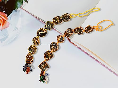 Amazing Gemstone Tiger Eye Crystal Car Mirror Hanging Decor