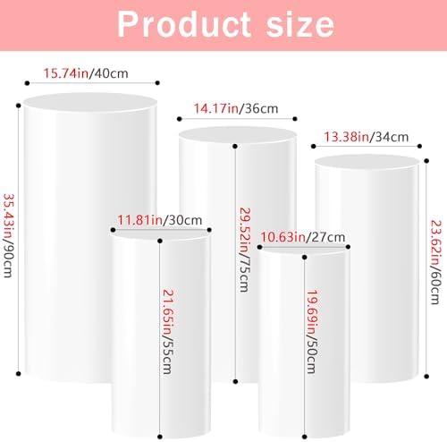 GALAGLAM Cylinder Stands 5Pcs White Party Display Decor