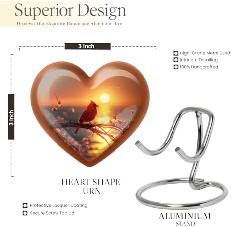Elegant Heart-Shaped Cremation Urn - Brown Ceramic