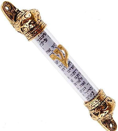 ROORUZ Gold Plated Crown Mezuzah Scroll Door Ornament
