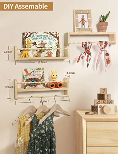 Maxpeuvon Set of 3 Floating Wall Bookshelves Natural Wood
