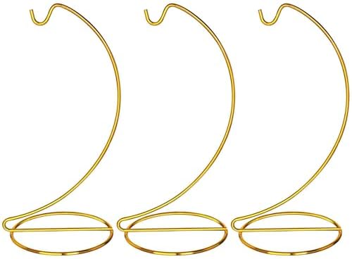 HD HYALINE DORA 3 Pack Gold Hanging Ornament Display Stand Holder Hook for Glass Globe Terrarium Table Decor