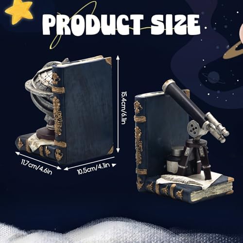 Vintage Telescope Armillary Spheres Bookends for Shelves