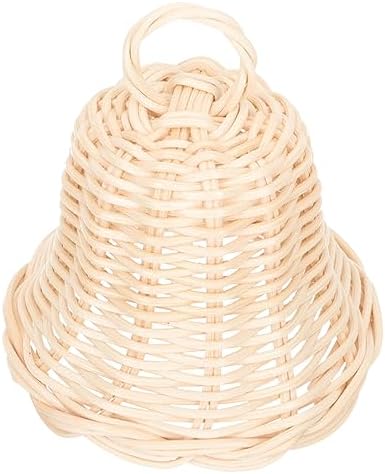 HOMSFOU Rustic Wicker Bell Ornament Christmas Decor