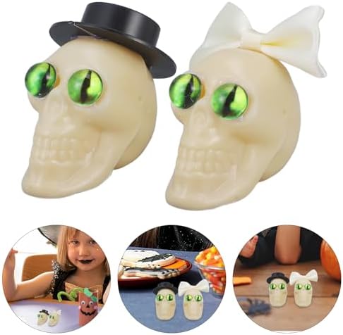 LUOZZY Halloween Bride Groom Skull Figurine Green
