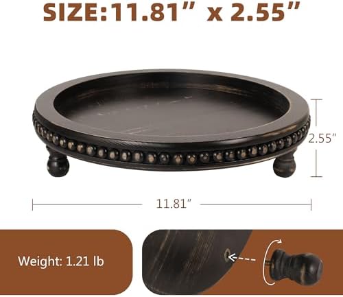 Wooden Tray for Home Decor Black Round Beaded