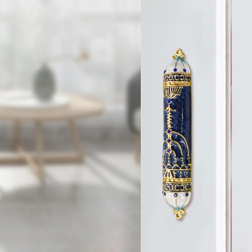 MrMrKura Blue Mezuzah with Scroll for Door Frame