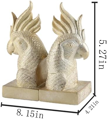 Golden Parrot Decorative Bookends Set of 2