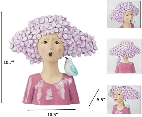 DiliComing Women with Bird Garden Statue