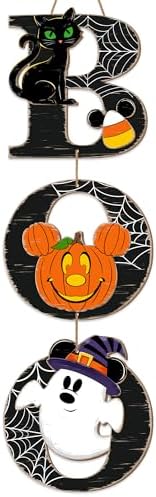 Halloween BOO Mouse Door Sign Decorations with Black Cat Pumpkin Ghost