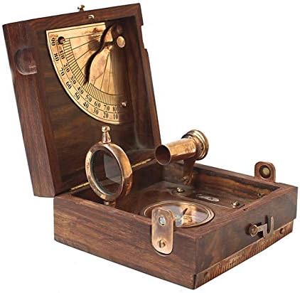 Antique Marine Master Box with Telescope Compass Alidade Scale Chart