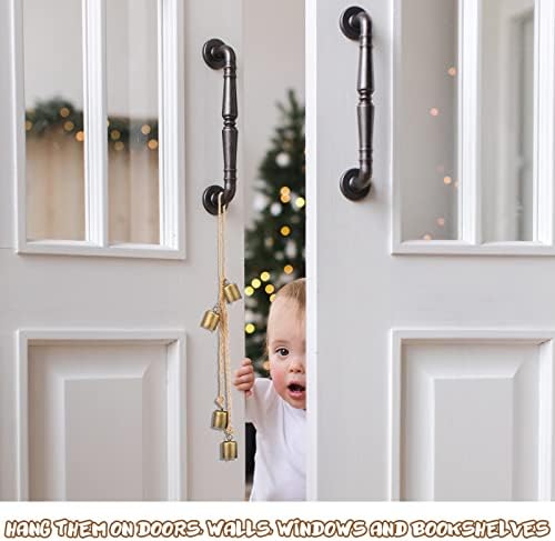 2 Piece Rustic Vintage Gold Brass Bells Christmas Decor Wall Hanging