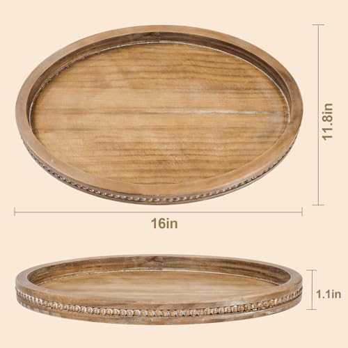 Oval Decorative Tray with Wood Bead Garland - 16x118in