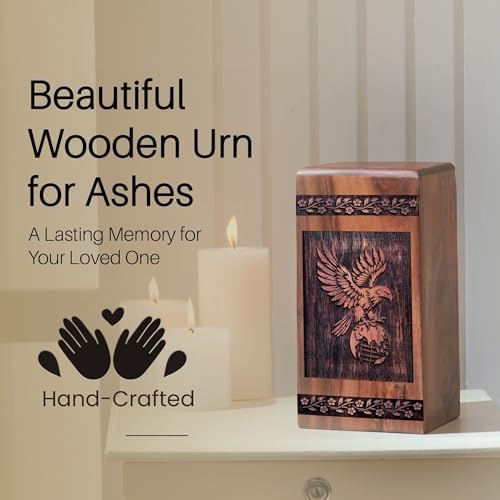 Eagle Wooden Urn for Adult Male - 10 Inch