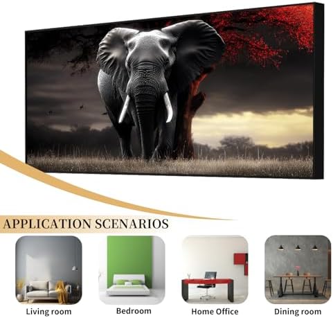 Lumwif Elephant Wall Art Red and Black