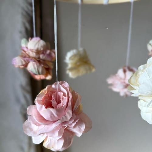 Cute Round Floral Wooden Mobile for Home Decor