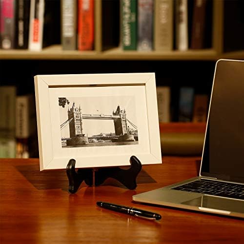 Tatuo 4 Pack Black Wooden Display Easels for Plates and Picture Frames
