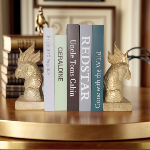 Golden Parrot Decorative Bookends Set of 2