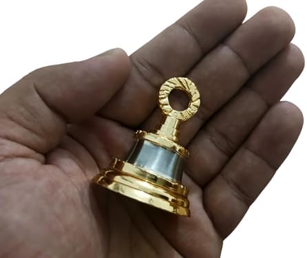 2 Height Golden-Silver Indian Brass Bells for Home Decoration