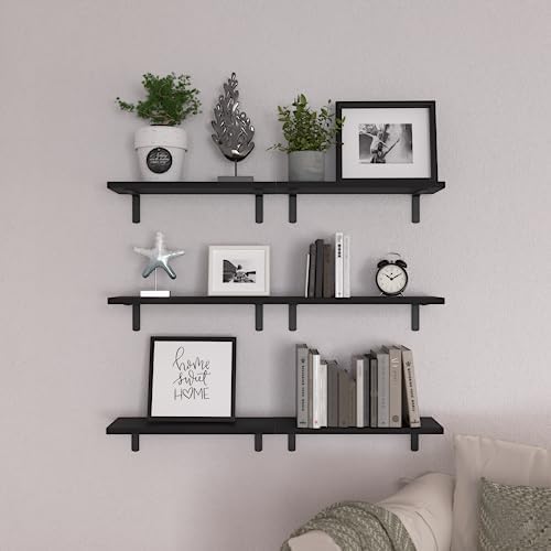 WOPITUES Floating Shelves Set of 6 - Black