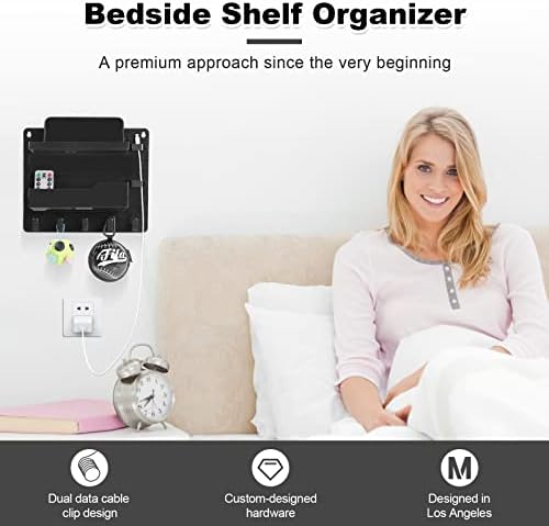 JUMEIHUI Wall Mount Shelf Organizer with Hooks and Cable Clips