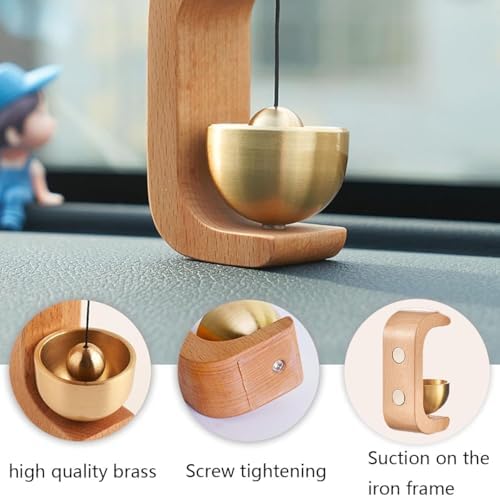 Magnetic Wooden Doorbell with Brass Chime Easy Install No Drilling Silent Bell