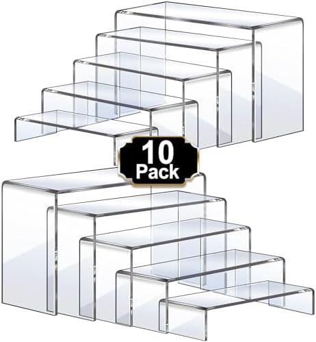 Aheroi Clear Acrylic Risers Display Set 10 Pcs 2 Sets 7-9 Inches