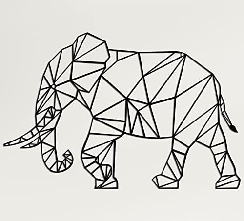 DEKADRON Geometric Metal Elephant Wall Art