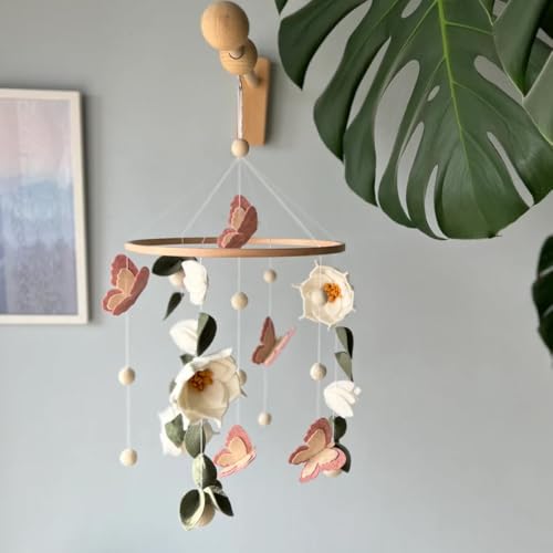 Whimsical Butterfly Mobile 74 Inch Green Floral Hanging Decor