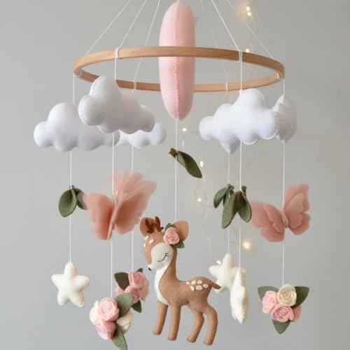 Deer and Butterfly Mobile Modern Crib Decor 787W x 158H