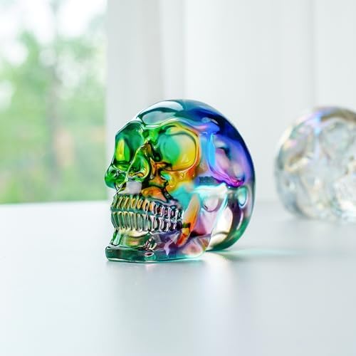 Crystal Skull Head Statues 3 Inch Multicolor Halloween Decor