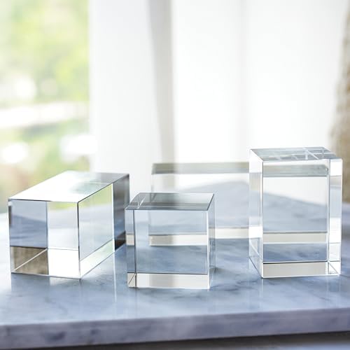 ZEERSHEE 4pcs Clear Glass Display Blocks for Collectibles Art Crafts