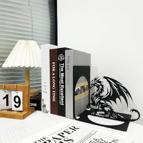 Dragon Metal Bookends for Home Office Bookshelf Decor