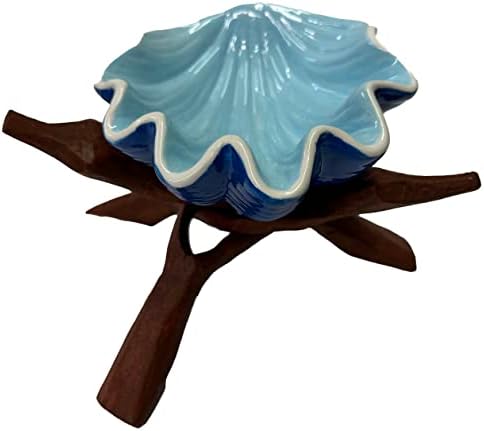 Wood Tripod Stand with Stained Abalone Shell and Smudge Crystal Ball