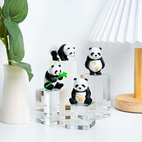 ZEERSHEE 4pcs Clear Glass Display Blocks for Collectibles Art Crafts