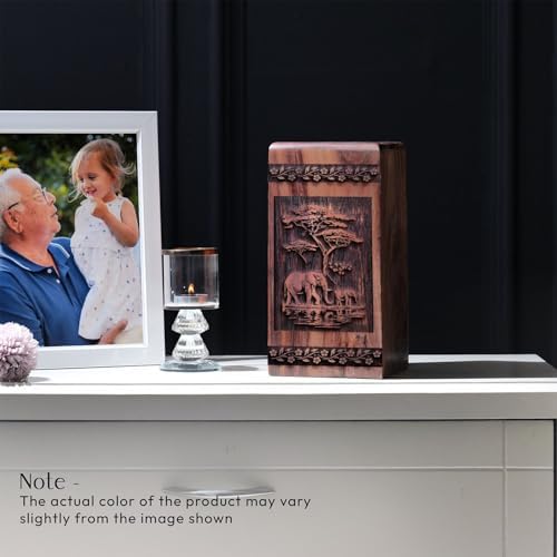 Elegant Wooden Elephant Urn for Human Ashes - 5 Inch Size