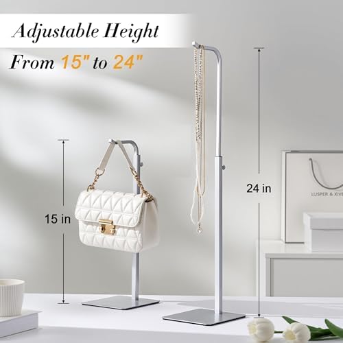 Purse Holder Handbag Display Stand with Silver Hanger