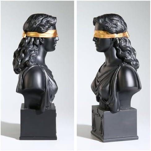 Lady Justice Bust Statue 85 Inch Black with Gold Law Office Decor