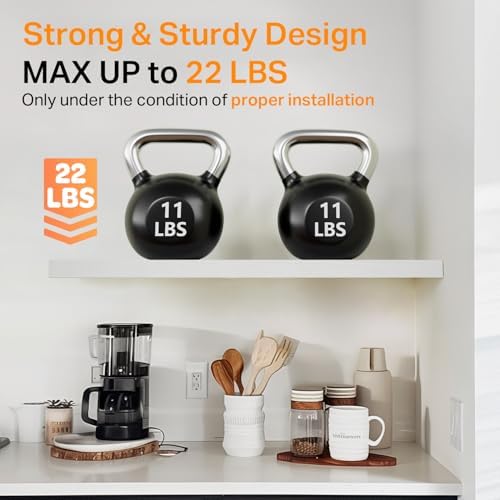 BAYKA Floating Shelves Set of 2 Rustic White Wood Wall Shelves for Home Use