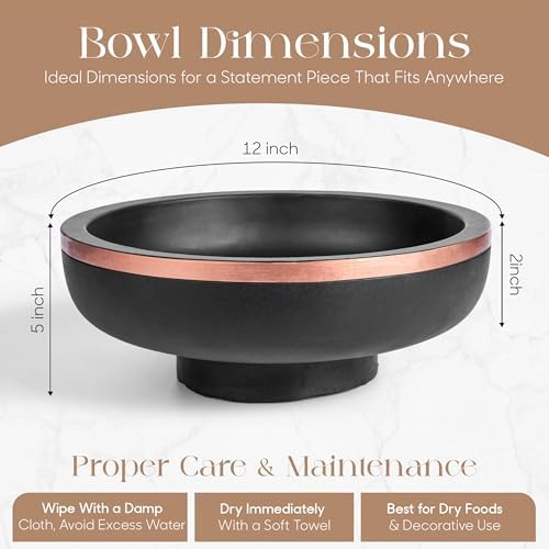 Concrete Decorative Bowl with Rose Gold Rim 1