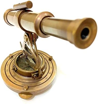 Ganga Nautical 10 Piece Vintage Brass Compass Theodolite Set